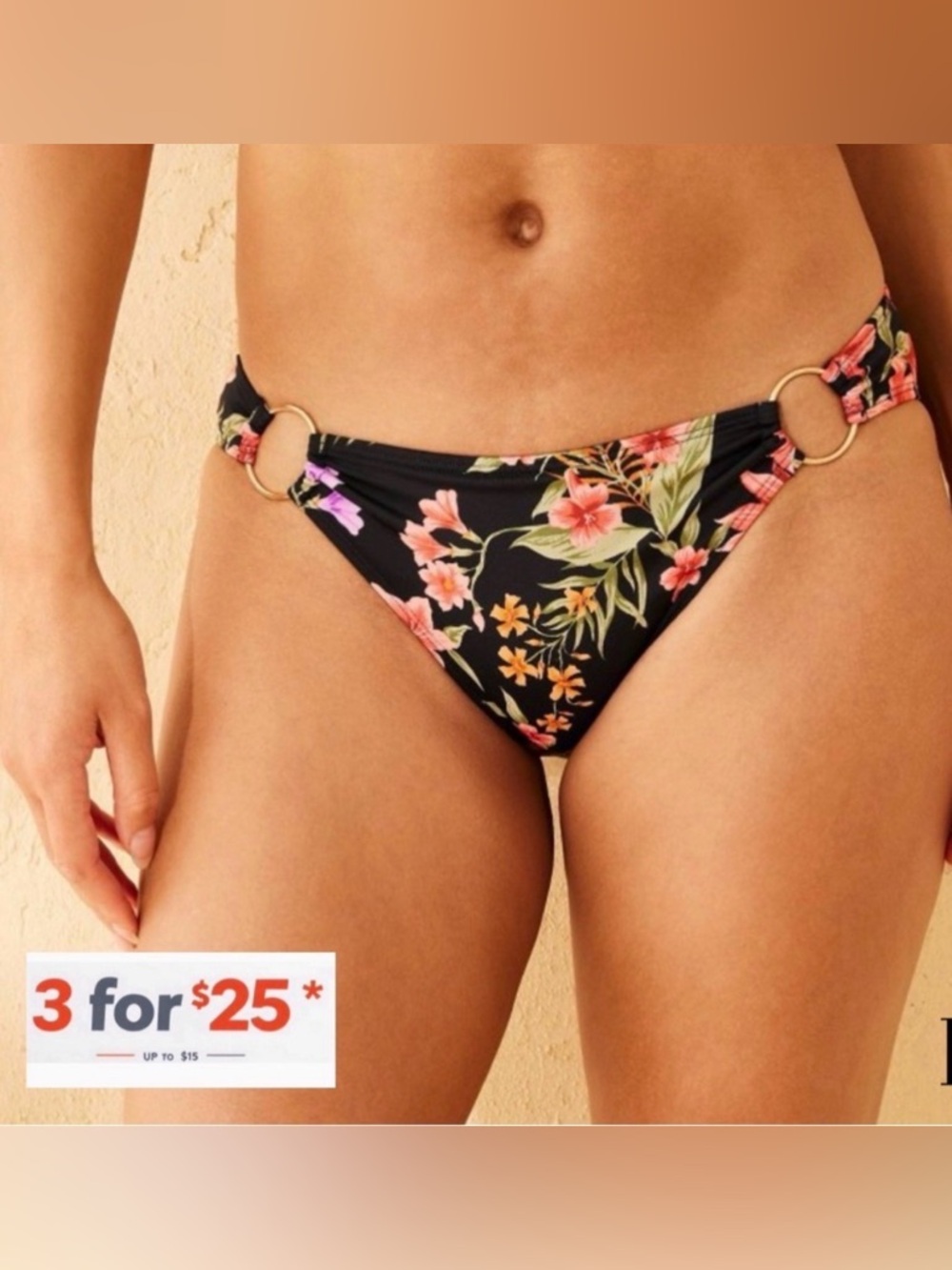 Tropical floral Medium Coverage Bikini Bottom Shade & Shore